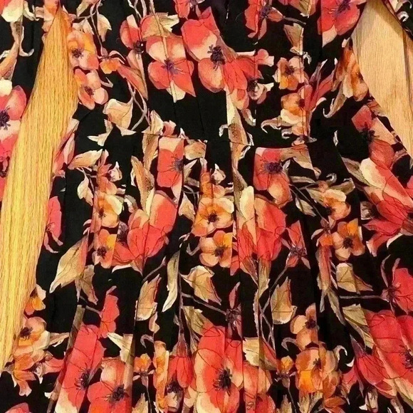 Free people Floral Regan boarder Mini Tunic Dress with Pockets sz 0 - Picture 6 of 10